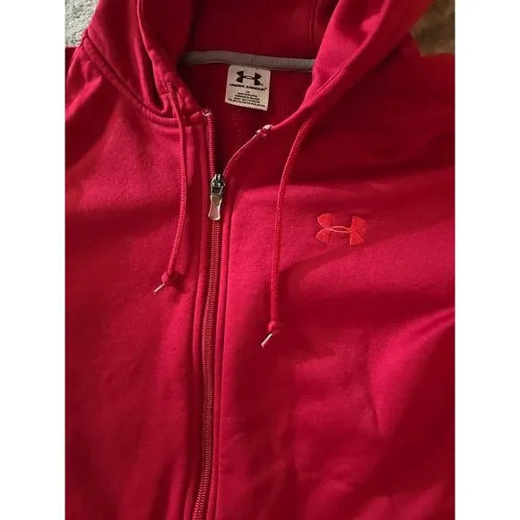 Under Armour Womens Red Full Zip Hoodie Sweatshirt LG Athletic Activewear - Picture 2 of 8
